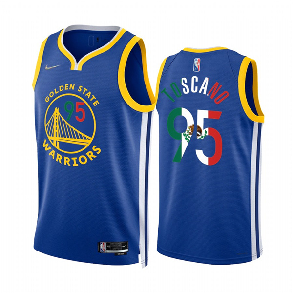 Men's Golden State Warriors #95 Juan Toscano-Anderson 2022 Royal Special Mexico Icon Edition Stitched Jersey Men's Golden State Warriors #95 Juan Toscano-Anderson 2022 Royal Special Mexico Icon Edition Stitched Jersey